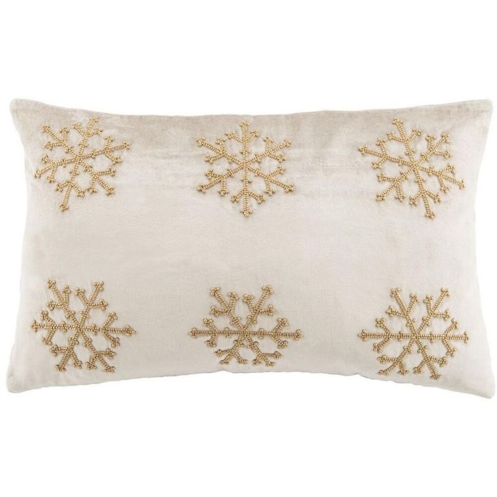 Safavieh - Sydnee Snowflake Pillow - Beige/Gold - 12"X20" - S Beige/Gold